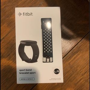 NWOT Fitbit Versa 3 Black Sport Band - Size Large